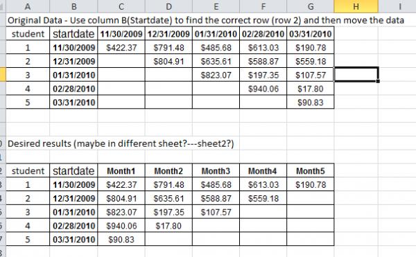 Find Matching Cell And Shift Data Starting From That Point VBForums